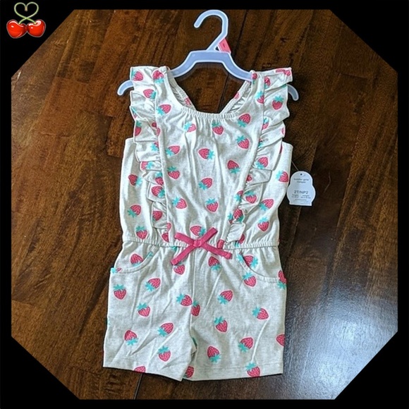 Mary's Cherries Boutique Other - 🍒2T 🍓 Tan Strawberry Romper